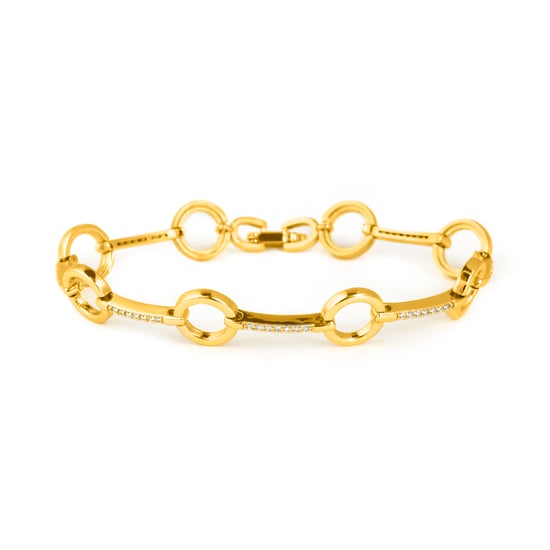 Luxenter Bráisléad zirconia chiúbach le gearradh lonrach le bailchríoch óir bhuí 18k - Dimaran - Image 1