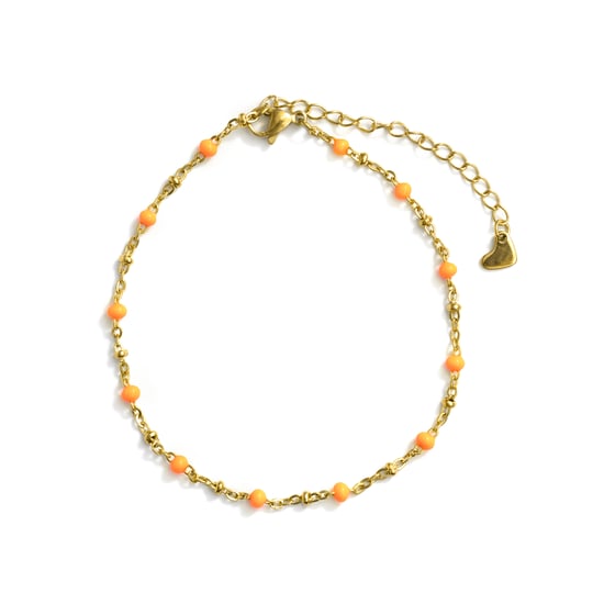 Luxenter armband in metaallegering en oranje gelakt, afgewerkt in 18 karaats geelgoud - Basor - Image 3