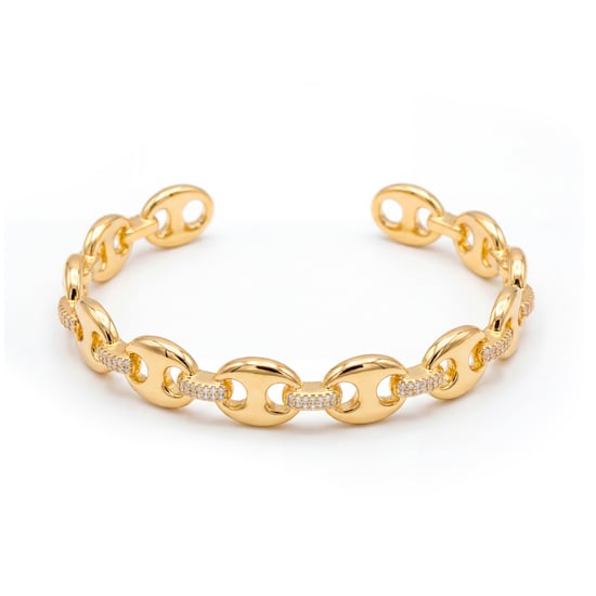 Luxenter armband in legeringsmetaal en briljant zirkonia, afgewerkt in 18 karaats geelgoud - Hidgi - Image 1