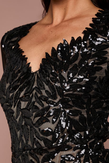 Long Sleeve Floral Sequin Maxi Dress - Image 5
