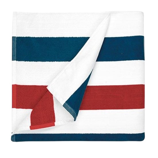 The One Towelling Gestreepte strandhanddoek (Marineblauw/Rood/Wit) - Image 1