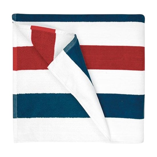 The One Towelling Gestreepte strandhanddoek (Marineblauw/Rood/Wit) - Image 2