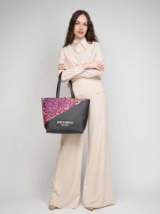 Just Cavalli Shopping Bag Fuxia Multi Print - Image 5