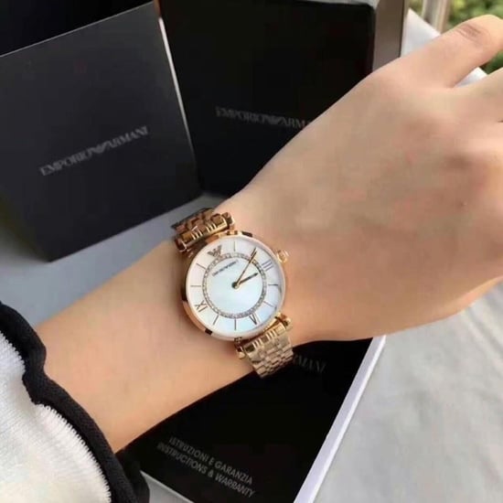 Emporio Armani AR1907 Moeder van Parel Wijzerplaat Gouden Stalen Dameshorloge - Image 3