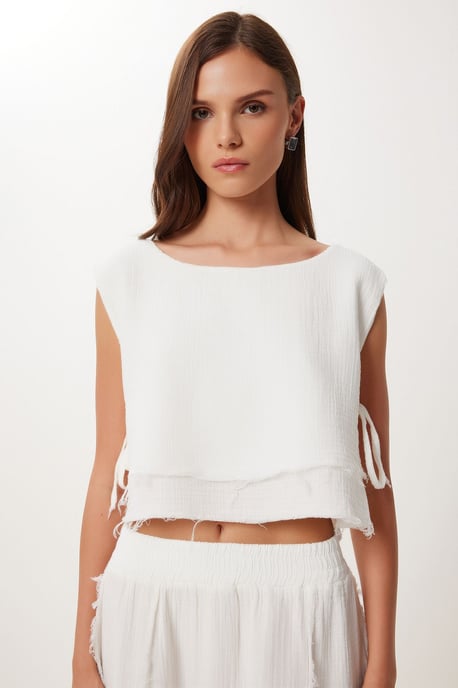 Katoenen Mouwloze Blouse en Wijde Rok Set - Image 4