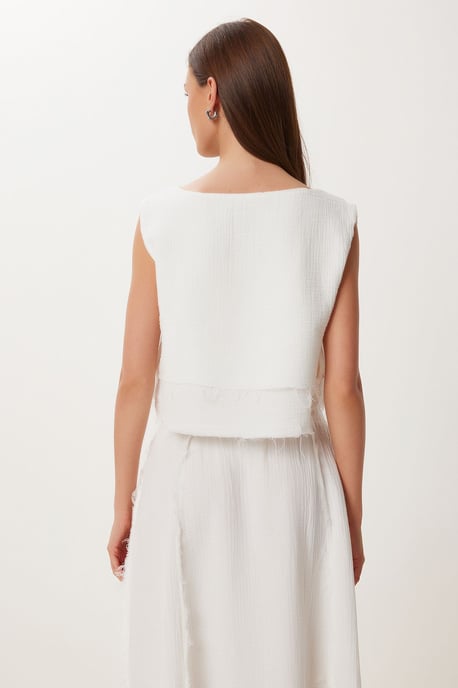 Katoenen Mouwloze Blouse en Wijde Rok Set - Image 6