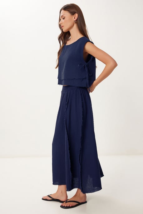 Katoenen Mouwloze Blouse en Wijde Rok Set - Image 2