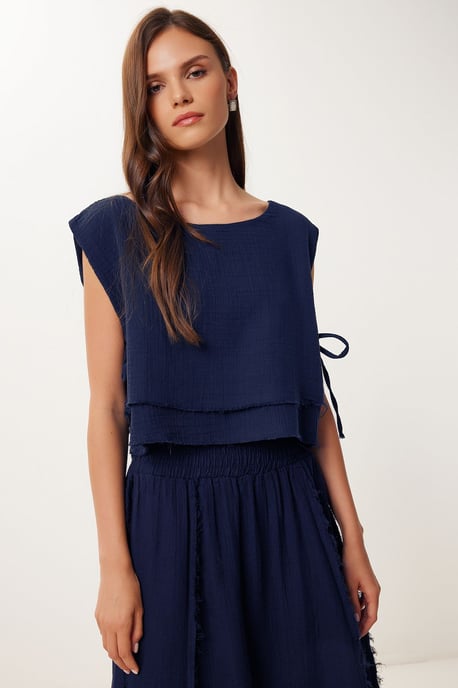 Katoenen Mouwloze Blouse en Wijde Rok Set - Image 3