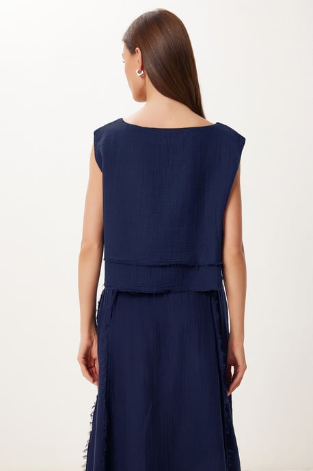 Katoenen Mouwloze Blouse en Wijde Rok Set - Image 6