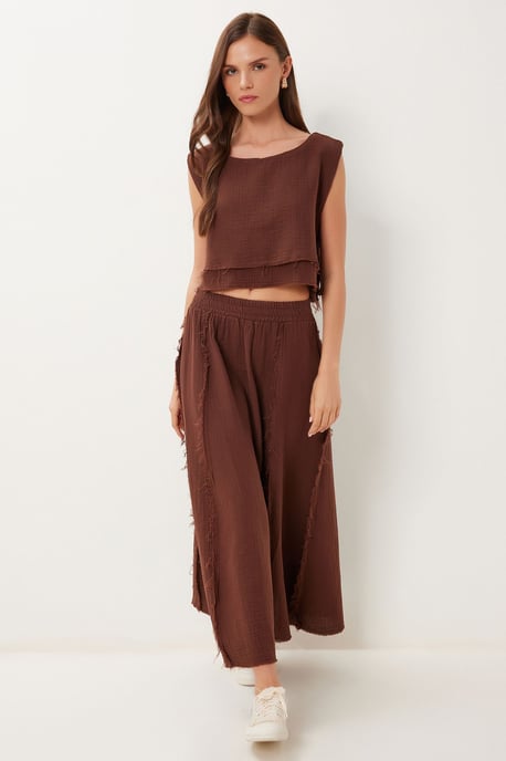 Katoenen Mouwloze Blouse en Wijde Rok Set - Image 2