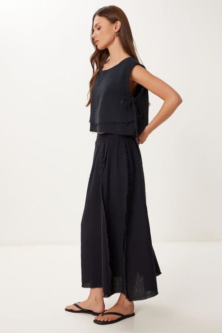 Katoenen Mouwloze Blouse en Wijde Rok Set - Image 2