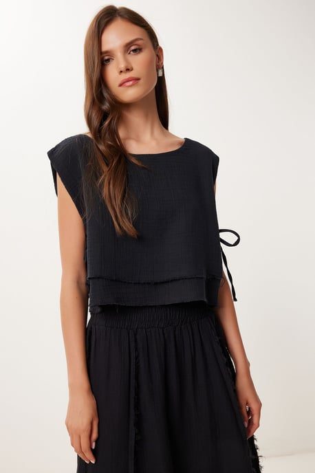 Katoenen Mouwloze Blouse en Wijde Rok Set - Image 3