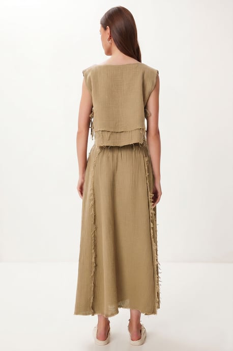 Katoenen Mouwloze Blouse en Wijde Rok Set - Image 5