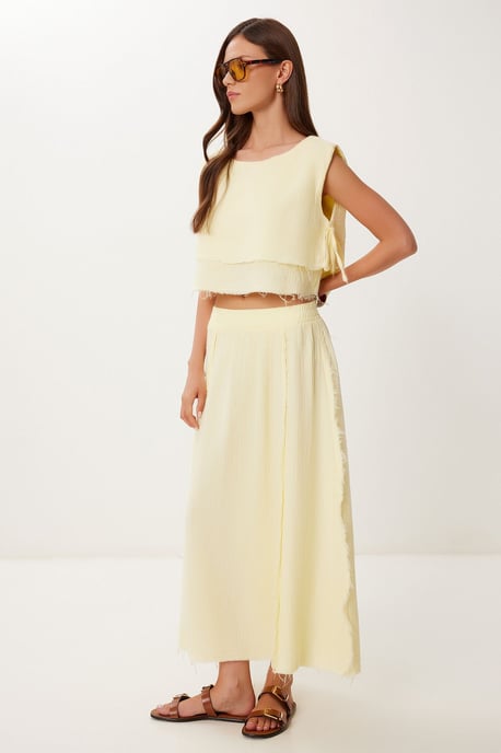 Katoenen Mouwloze Blouse en Wijde Rok Set - Image 2