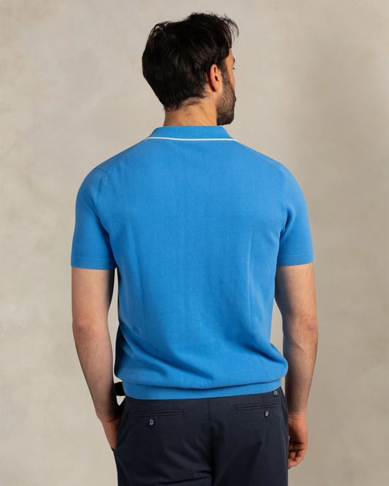 New Zealand Auckland Polo SS Gebreide Polo Blauw - Image 2