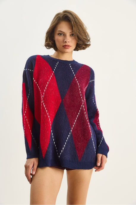 Oversized Sweater met Diamantprint - Image 5