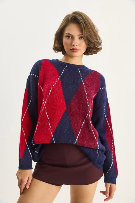 Oversized Sweater met Diamantprint - Image 6