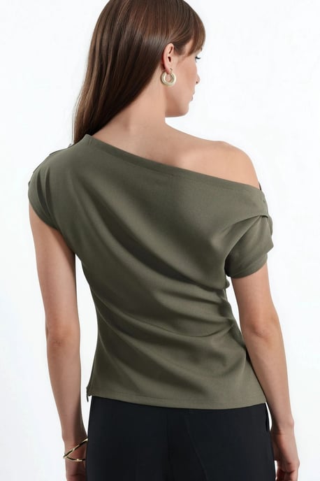 Enaxlad topp med plisserad detalj - Image 2