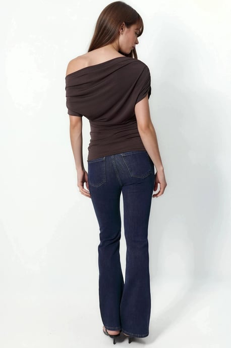 Asymmetrical Collar Short Sleeve Blouse - Image 3
