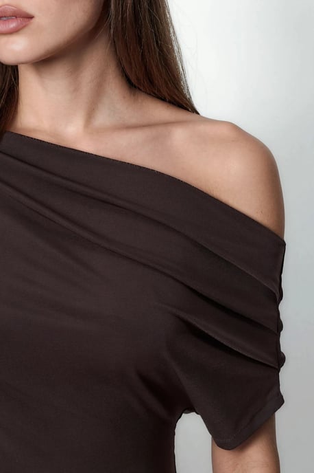Asymmetrical Collar Short Sleeve Blouse - Image 5
