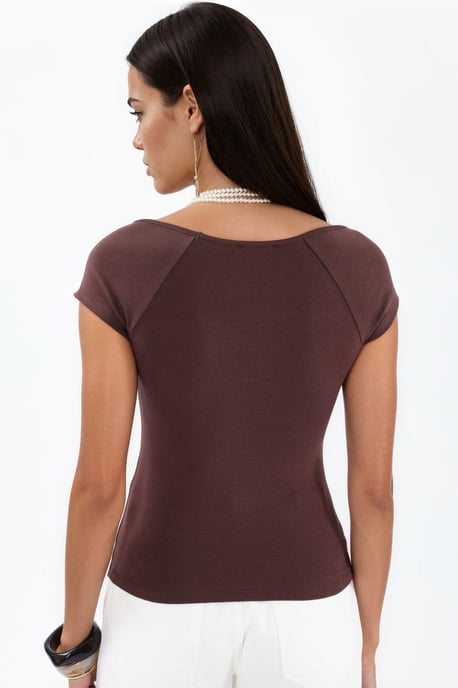 V-hals Korte Mouwen Drape Blouse - Image 3