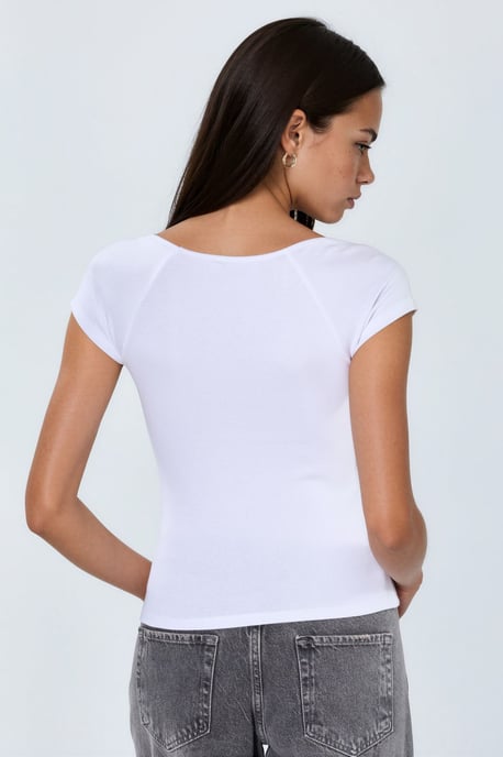 V-hals Korte Mouwen Drapé Blouse - Image 3