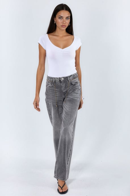 V-hals Korte Mouwen Drapé Blouse - Image 5