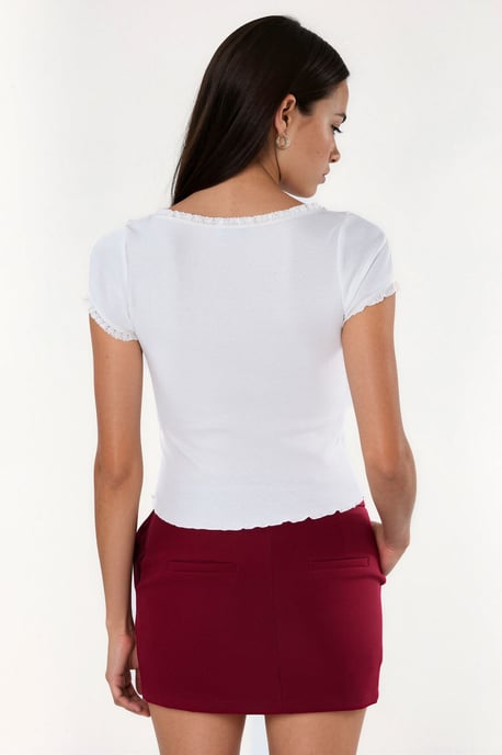 Slim Fit U-ringad Ribbad Blus - Image 4