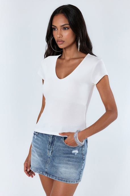 V-hals Modal Katoenmix Blouse - Image 4