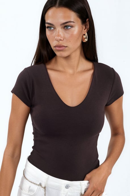 V-hals Modal Katoenmix Blouse - Image 1