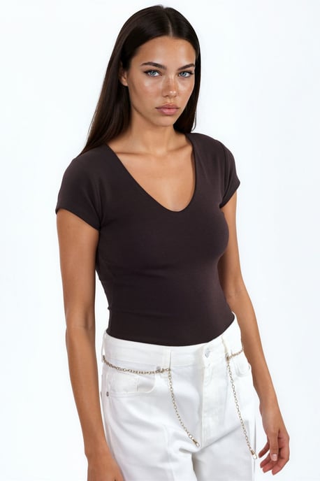 V-hals Modal Katoenmix Blouse - Image 4