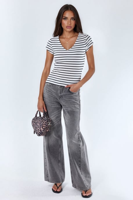 V-hals Gestreepte Katoenmix Blouse - Image 5