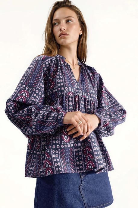 Blus med ballongärm och mönster - Image 5