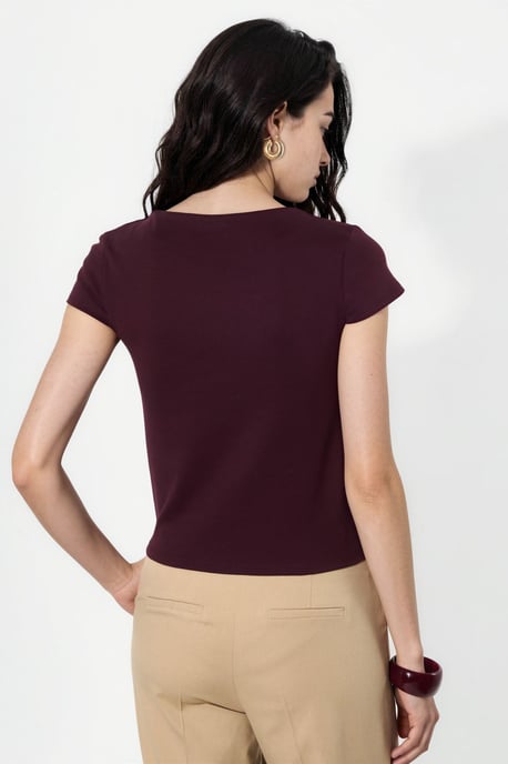 Ronde Hals Korte Mouwen Katoenmix Blouse - Image 2