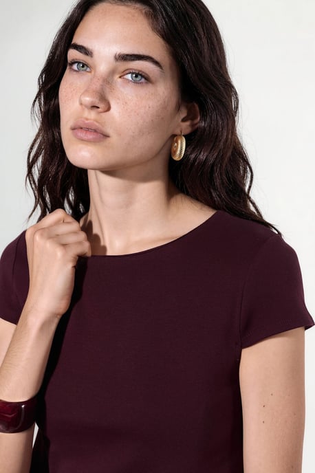 Ronde Hals Korte Mouwen Katoenmix Blouse - Image 5