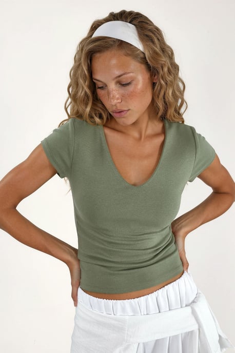 V-hals Modal Katoenmix Blouse - Image 1