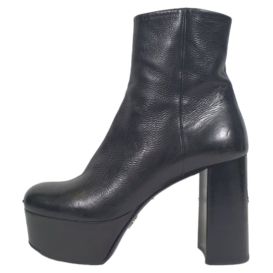 Prada Platform Ankle Boots in Black Leather - Image 3