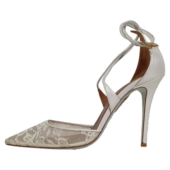 Aquazzura Matilde Lace Bridal Pumps in White Polyester - Image 4