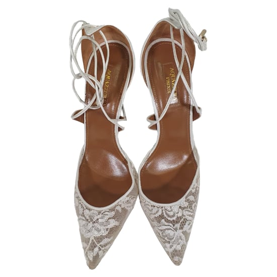 Aquazzura Matilde Lace Bridal Pumps in White Polyester - Image 5