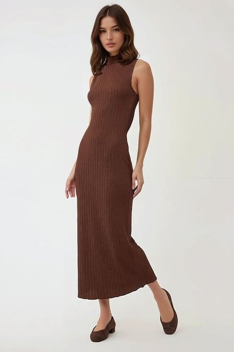 Texturerad Halterneck Klänning Bodycon Maxi - Image 1