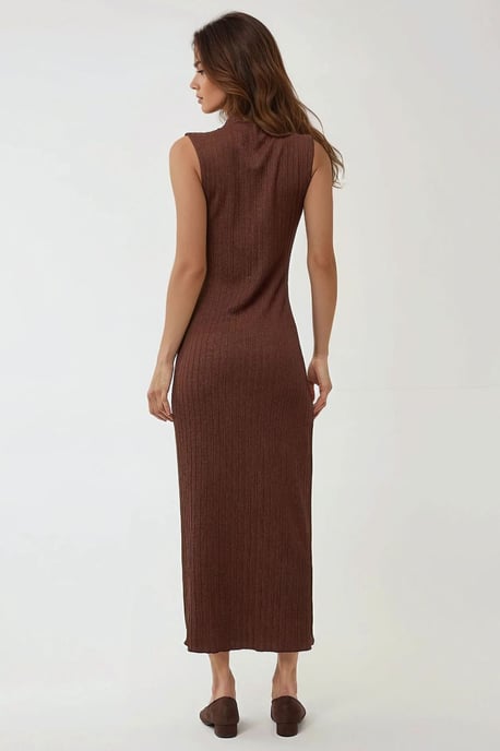 Texturerad Halterneck Klänning Bodycon Maxi - Image 3