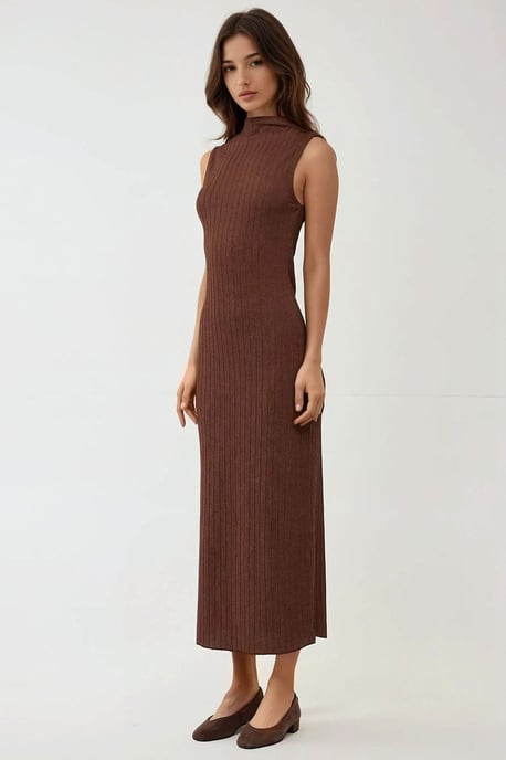 Texturerad Halterneck Klänning Bodycon Maxi - Image 4
