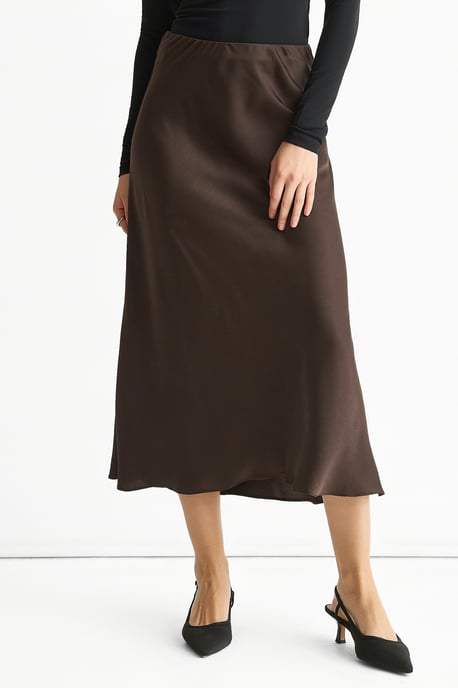 Choklad Bias Midi Kjol - Image 2