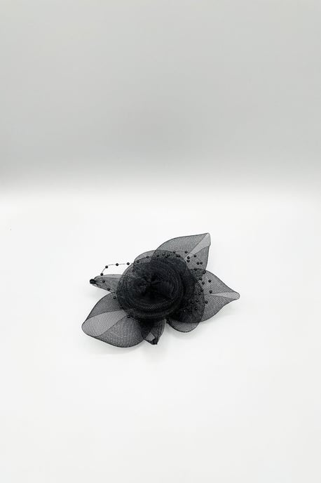 Rosette Fascinator & Brooch in Black - Image 2