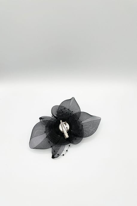 Rosette Fascinator & Brooch in Black - Image 3