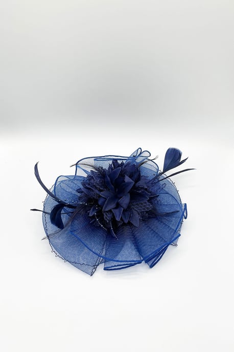 Feather Bloom Fascinator in Navy - Image 2