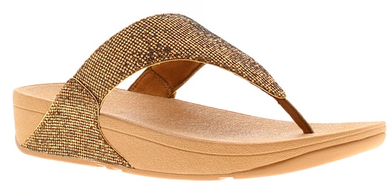 FitFlop Womens Flip Flops Lulu Glitterball Slip On old gold - Image 1