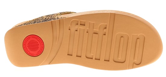 FitFlop Womens Flip Flops Lulu Glitterball Slip On old gold - Image 5