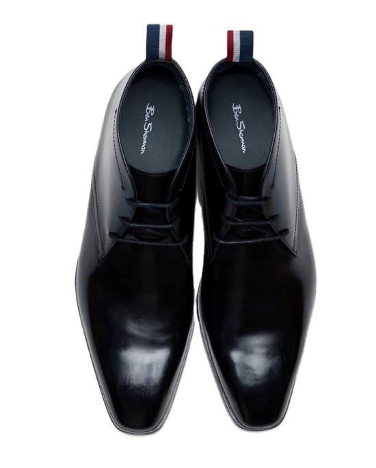 Ben Sherman London Brush Off Leren Heren Zwarte Boots - Image 3