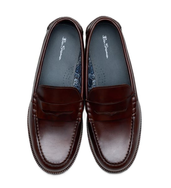 Ben Sherman Sid Brush Off Leer Heren Bruine Penny Loafers - Image 3